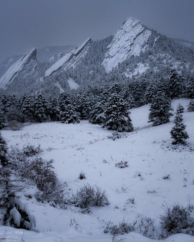 The Flatirons on a Snowy Morning